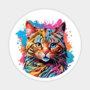 Cat with Paint Splatters | Tie Dye | Art Magnet